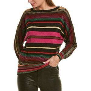 TRINA TURK Women Wool Blend Dolman Sleeve Sweater Size Small Stripes Multicolor